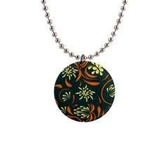 Folk Flowers Pattern Floral Surface 1  Button Necklace by Eskimos