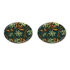 Folk Flowers Pattern Floral Surface Cufflinks (oval) by Eskimos