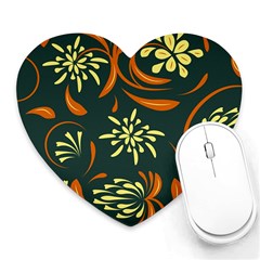 Folk Flowers Pattern Floral Surface Heart Mousepads by Eskimos