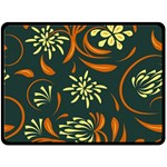 Folk flowers pattern Floral surface Fleece Blanket (Large)  80 x60  Blanket Front