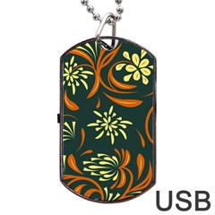 Folk Flowers Pattern Floral Surface Dog Tag Usb Flash (two Sides) by Eskimos