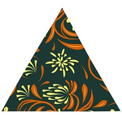 Folk Flowers Pattern Floral Surface Wooden Puzzle Triangle by Eskimos