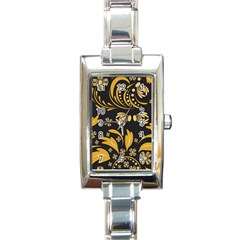 Folk Flowers Pattern Floral Surface Rectangle Italian Charm Watch by Eskimos