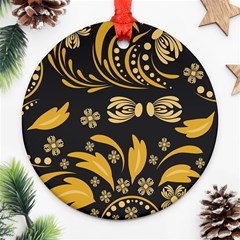 Folk Flowers Pattern Floral Surface Ornament (round) by Eskimos