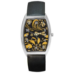 Folk Flowers Pattern Floral Surface Barrel Style Metal Watch by Eskimos