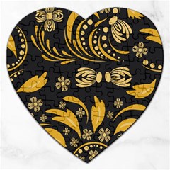 Folk Flowers Pattern Floral Surface Jigsaw Puzzle (heart) by Eskimos