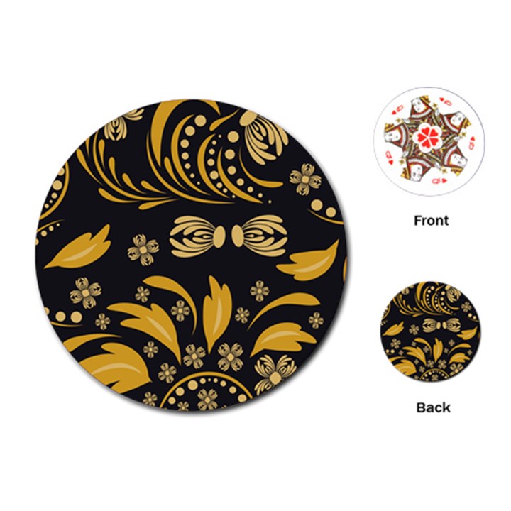 Folk flowers pattern Floral surface Playing Cards Single Design (Round)