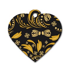 Folk Flowers Pattern Floral Surface Dog Tag Heart (one Side) by Eskimos