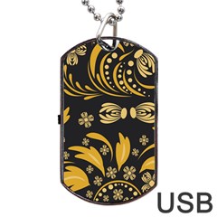 Folk Flowers Pattern Floral Surface Dog Tag Usb Flash (two Sides) by Eskimos