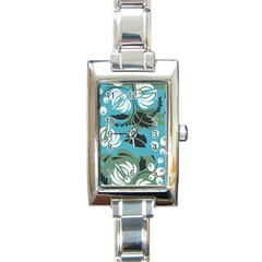 Folk Flowers Pattern Floral Surface Rectangle Italian Charm Watch by Eskimos