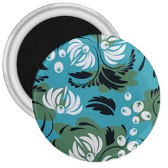 Folk Flowers Pattern Floral Surface 3  Magnets by Eskimos