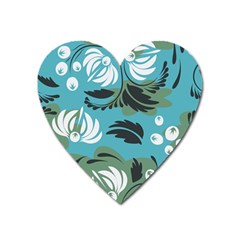 Folk Flowers Pattern Floral Surface Heart Magnet by Eskimos