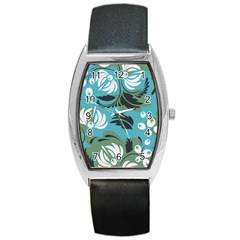 Folk Flowers Pattern Floral Surface Barrel Style Metal Watch by Eskimos