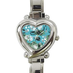 Folk Flowers Pattern Floral Surface Heart Italian Charm Watch by Eskimos