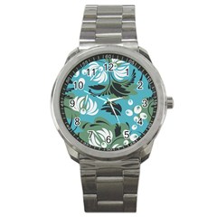 Folk Flowers Pattern Floral Surface Sport Metal Watch by Eskimos