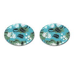 Folk Flowers Pattern Floral Surface Cufflinks (oval) by Eskimos