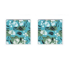 Folk Flowers Pattern Floral Surface Cufflinks (square) by Eskimos