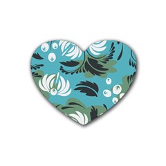 Folk Flowers Pattern Floral Surface Heart Coaster (4 Pack)  by Eskimos