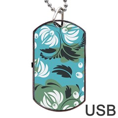 Folk Flowers Pattern Floral Surface Dog Tag Usb Flash (two Sides) by Eskimos