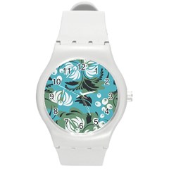 Folk Flowers Pattern Floral Surface Round Plastic Sport Watch (m) by Eskimos