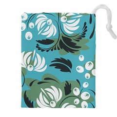 Folk Flowers Pattern Floral Surface Drawstring Pouch (5xl) by Eskimos