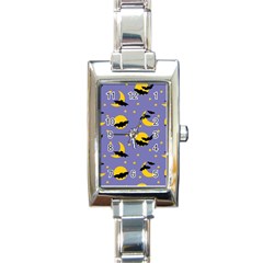 Bats With Yellow Moon Rectangle Italian Charm Watch by SychEva