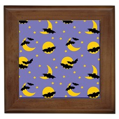 Bats With Yellow Moon Framed Tile by SychEva