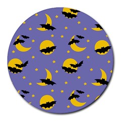 Bats With Yellow Moon Round Mousepads by SychEva