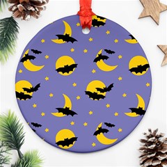 Bats With Yellow Moon Ornament (round) by SychEva