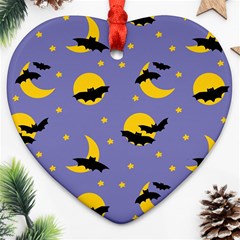 Bats With Yellow Moon Ornament (heart) by SychEva