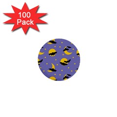 Bats With Yellow Moon 1  Mini Buttons (100 Pack)  by SychEva