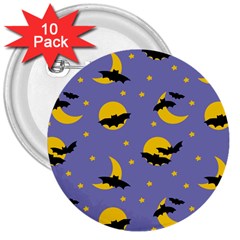 Bats With Yellow Moon 3  Buttons (10 Pack)  by SychEva