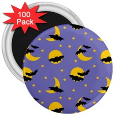 Bats With Yellow Moon 3  Magnets (100 Pack) by SychEva