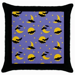 Bats With Yellow Moon Throw Pillow Case (black) by SychEva