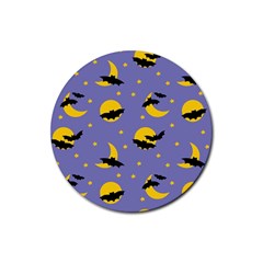 Bats With Yellow Moon Rubber Coaster (round)  by SychEva