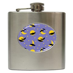 Bats With Yellow Moon Hip Flask (6 Oz) by SychEva