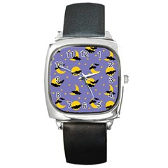 Bats With Yellow Moon Square Metal Watch by SychEva