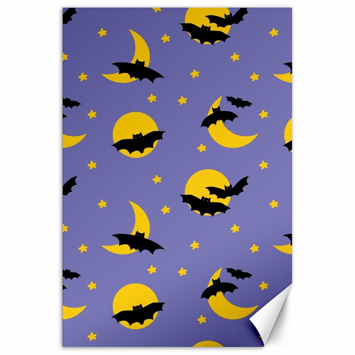 Bats With Yellow Moon Canvas 20  x 30 