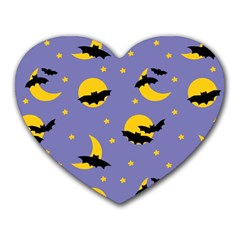 Bats With Yellow Moon Heart Mousepads by SychEva