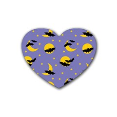 Bats With Yellow Moon Heart Coaster (4 Pack)  by SychEva