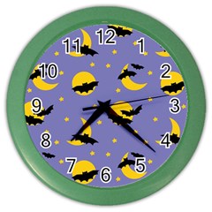 Bats With Yellow Moon Color Wall Clock by SychEva