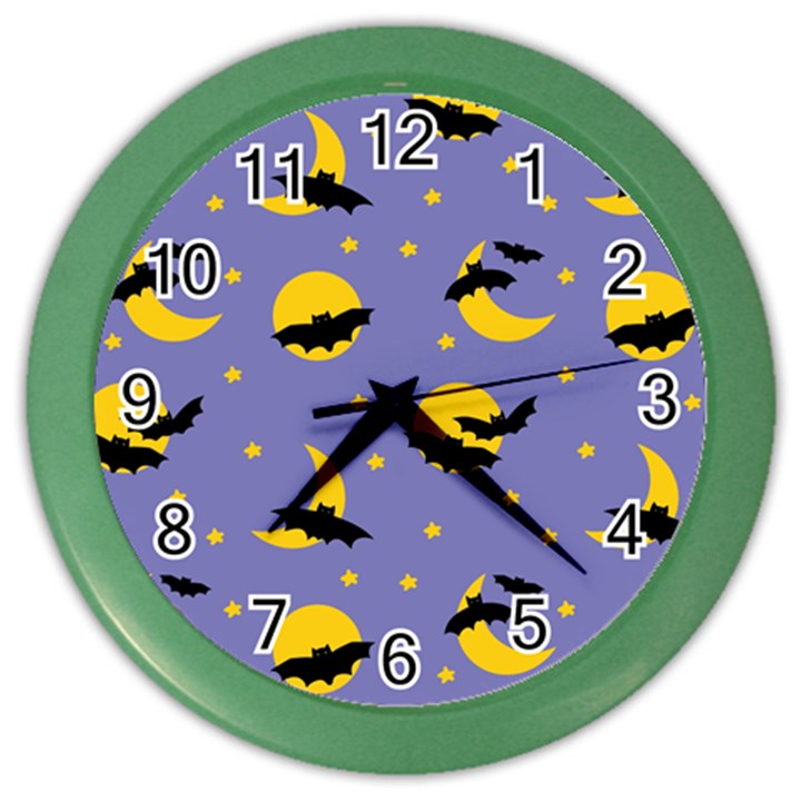 Bats With Yellow Moon Color Wall Clock