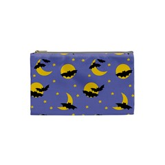 Bats With Yellow Moon Cosmetic Bag (small) by SychEva