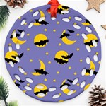 Bats With Yellow Moon Ornament (Round Filigree) Front