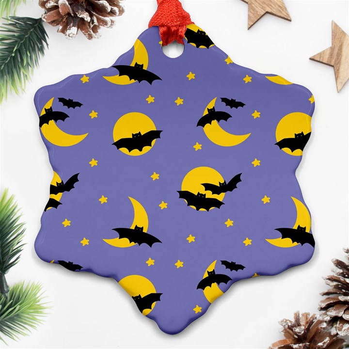 Bats With Yellow Moon Ornament (Snowflake)