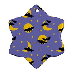 Bats With Yellow Moon Snowflake Ornament (two Sides) by SychEva