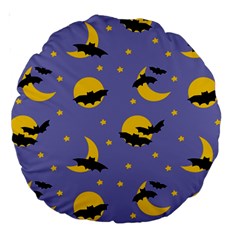 Bats With Yellow Moon Large 18  Premium Round Cushions by SychEva