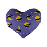 Bats With Yellow Moon Standard 16  Premium Heart Shape Cushions Back