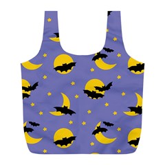 Bats With Yellow Moon Full Print Recycle Bag (l) by SychEva