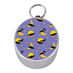 Bats With Yellow Moon Mini Silver Compasses by SychEva